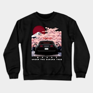 Toyota Supra MK4 A80 under Sakura tree JDM Car Crewneck Sweatshirt